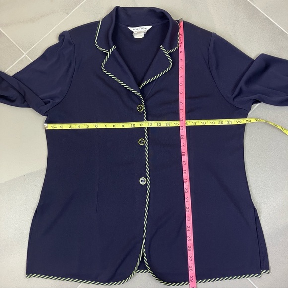 Exclusively Misook Collared Button Front Navy Cardigan Sweater Top 1X - Picture 9 of 9